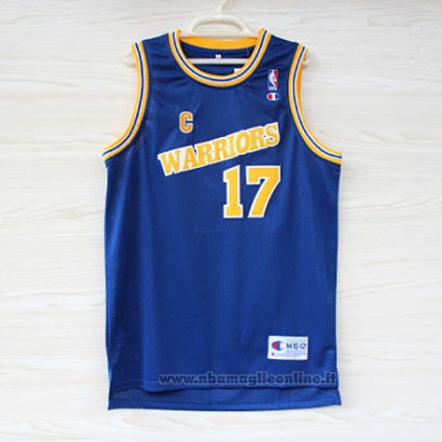 Maglia Golden State Warriors Chris Mullin NO 17 Throwback Blu